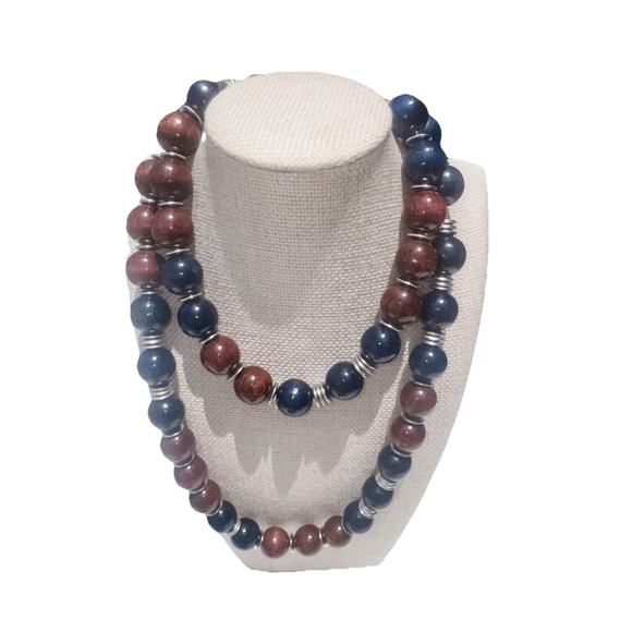 YVES SAINT LAURENT YSL Exotic Wood Bead Ball Laurent Necklace, Vintage - Picture 1 of 6